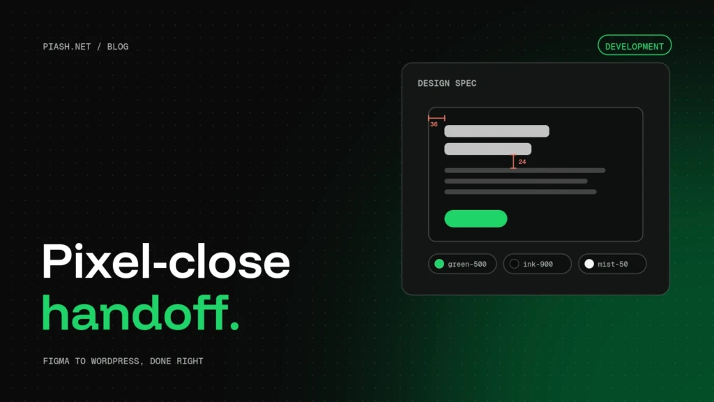 Figma design spec with spacing redlines and design tokens