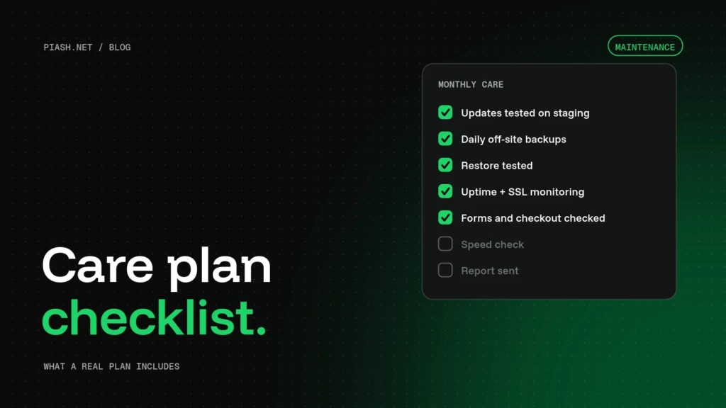 WordPress maintenance plan checklist